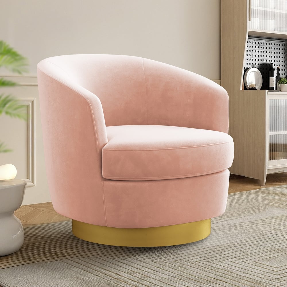 360 Degree Velvet Swivel Club Chair, Soft & Comfotable