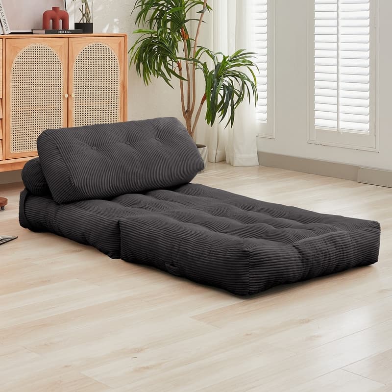 Mixoy W32''/W50'' Corded Velvet Fabric Folding Floor Lazy Futon Sofa Bed