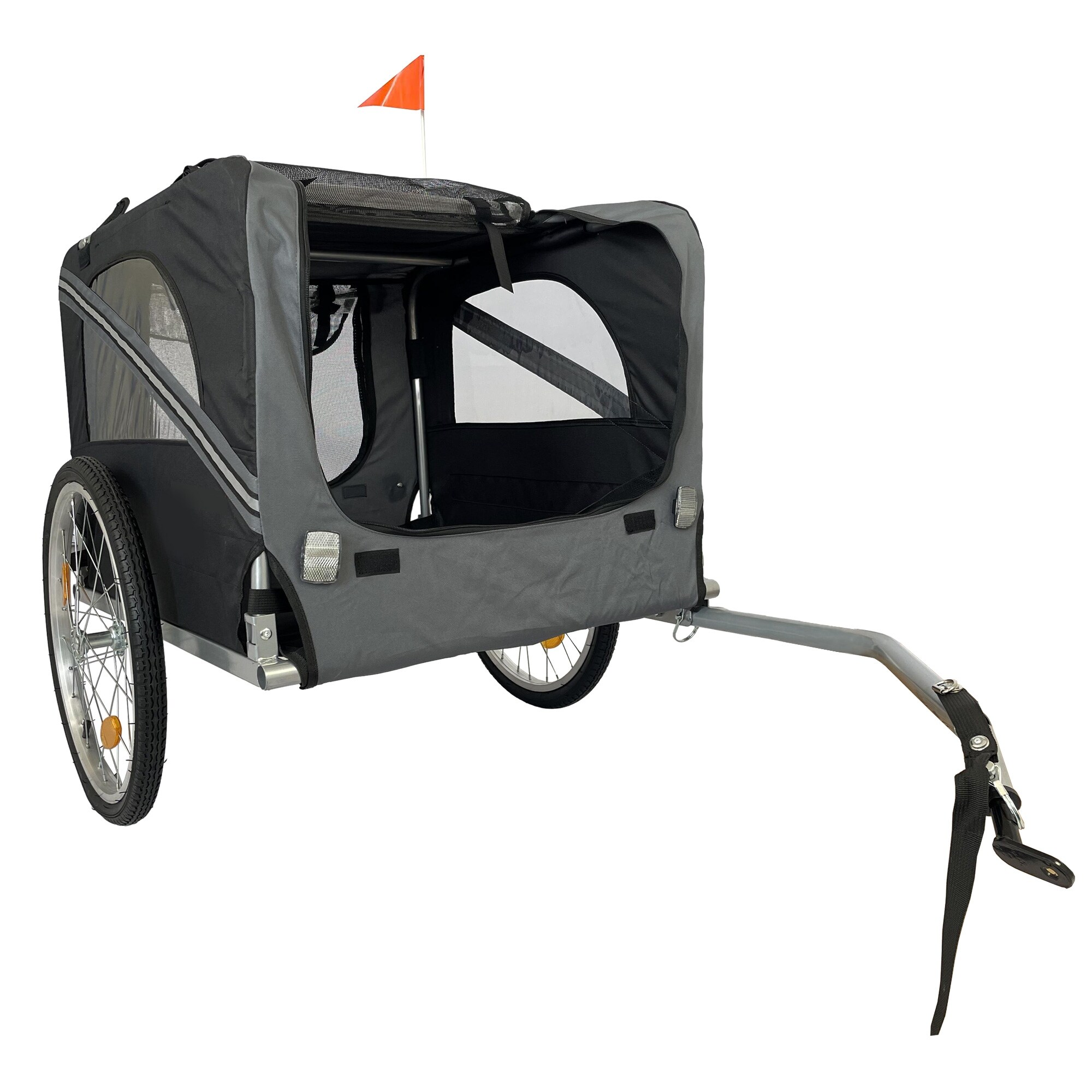 Pet off Road Vehicle Dog Bike Trailer Folding Carrier Wagon Outing Wagon Camping Picnic Carts Portable Trolley Black Gray