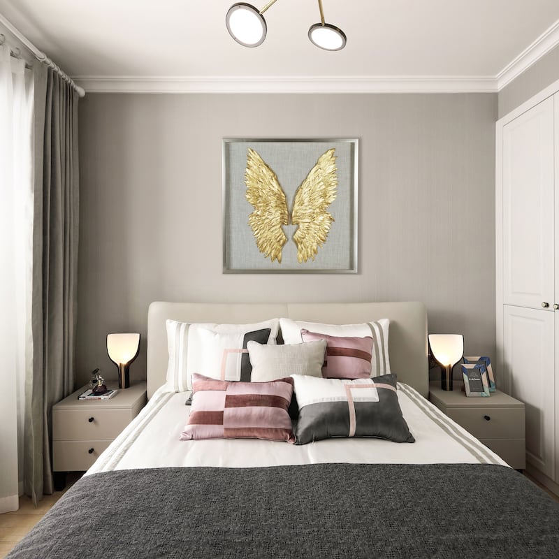 HUJI Gold Wings Shadow Box Wall Decor