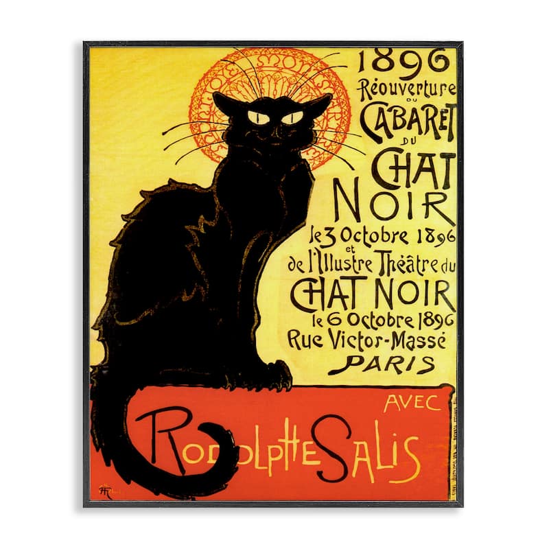 Stupell Vintage Halloween Black Cat Framed Giclee Art Design By Marcus Jules - 11 x 14 - Black