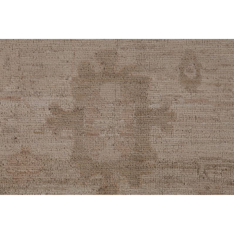Hand Knotted Oriental 100% Wool Carpet Transitional All-Over Beige & Ivories Oushak Area Rug - 9' 10'' X 7' 8''