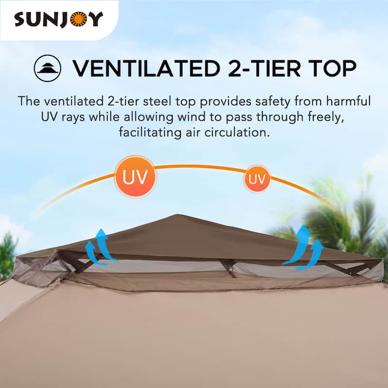 Sunjoy 11x11 ft.Pop-Up Gazebo with Netting and Carry Bag