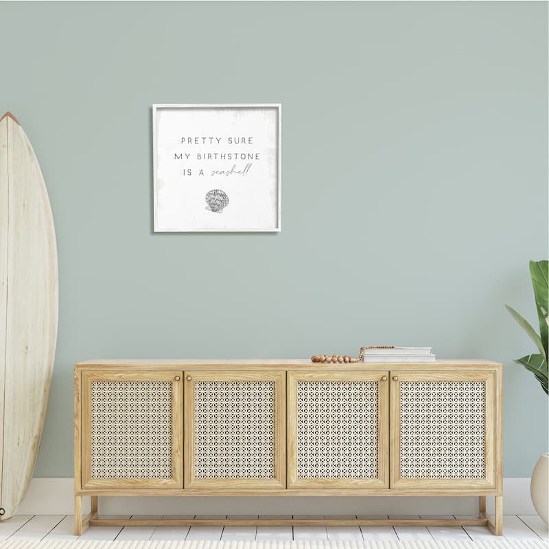 Stupell My Birthstone Is Seashell Vintage Inspirational Saying Framed Wall Art, Design by Daphne Polselli - Grey