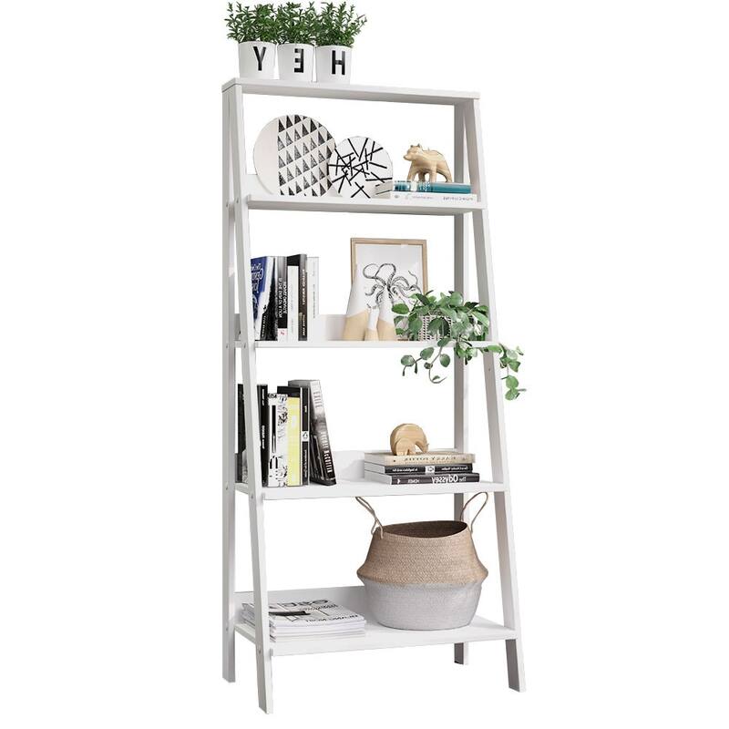 Madesa Modern 5-Tier Ladder Shelf Pantry Storage Space 24 Inch Free Standing Bookshelf Home Office Study Room and Kitchen