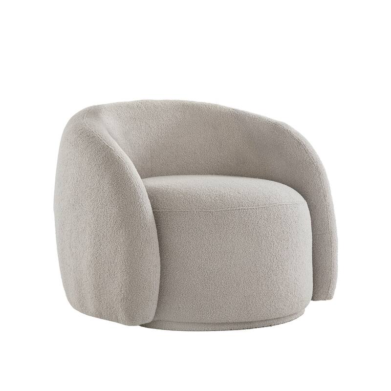 Willits Boucle Accent Chair with Cloud-Like Curved Design and Furry Channel Pillow by iNSPIRE Q Modern