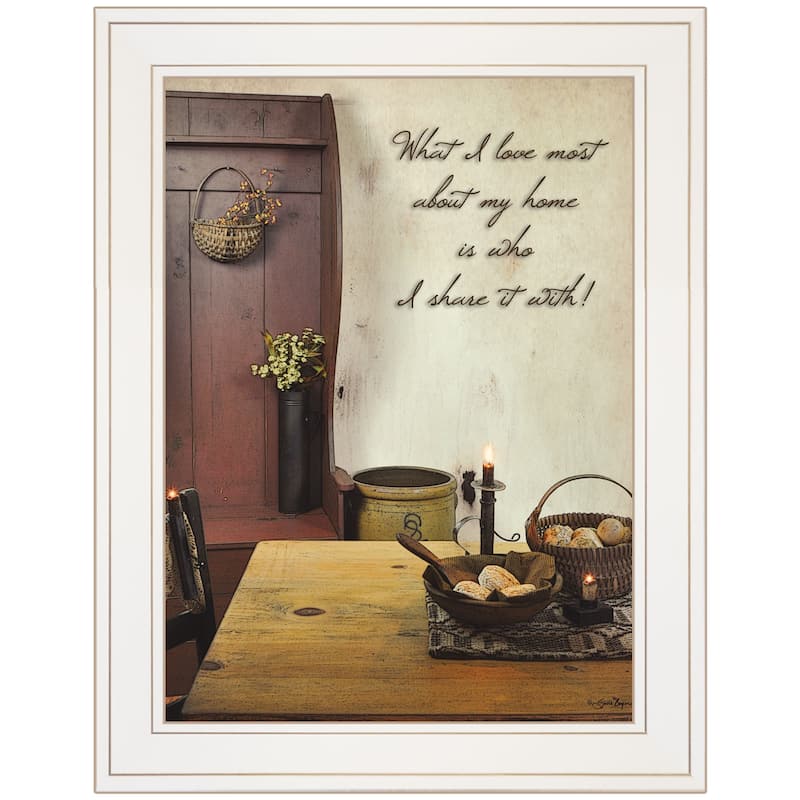 TrendyDecor4U Farmhouse "What I love Most" Framed Print Wall Art by Susan Boyer