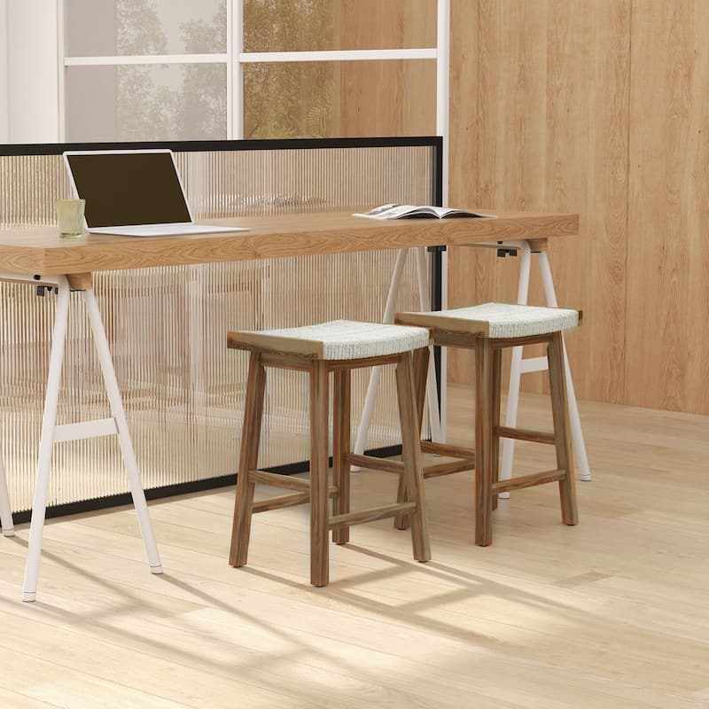 Gymax Set of 4 Saddle Bar Stools 25.5'' Counter Height Dining Stools