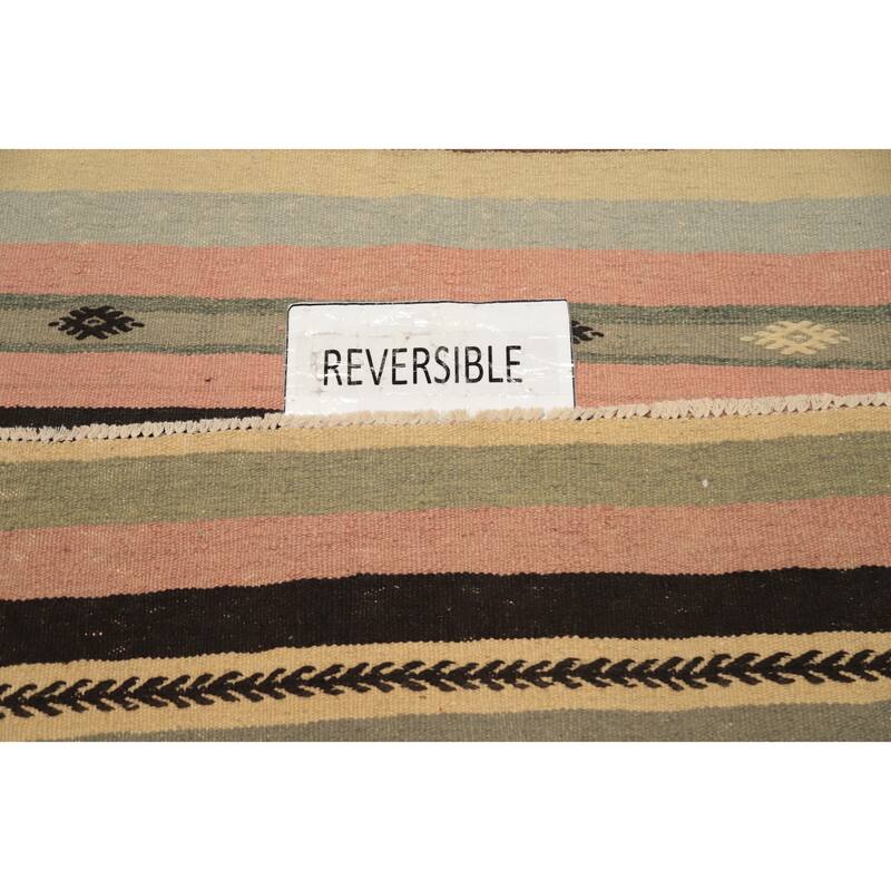 Hand Woven Oriental 100% Wool Carpet Southwestern Tribal Multi-Colored Kilim Area Rug - 10' 3'' X 6' 1''