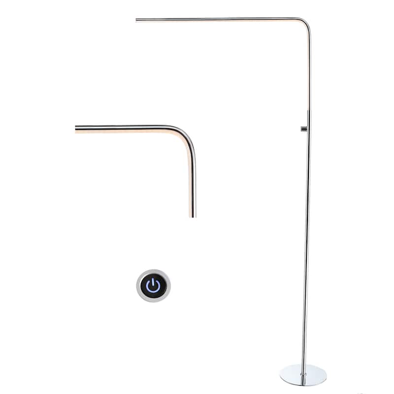 Roxanna 63" LED Integrated Floor Lamp, Chrome by JONATHAN Y - 63" H x 33.5" W x 8.75" D