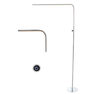Roxanna 63" LED Integrated Floor Lamp, Chrome by JONATHAN Y - 63" H x 33.5" W x 8.75" D