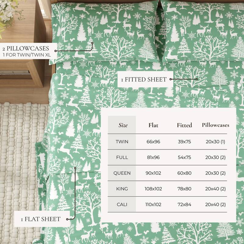 Linery & Co. Winter Turkish Cotton Double-Brushed Flannel Bed Sheet Set