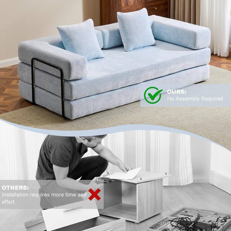 Floor Couch,Compression Sofa,Convertible Floor Sofa Bed-with Pillow Back Support Armrest,Comfy Futon Couch Lounge Sleeper Bed