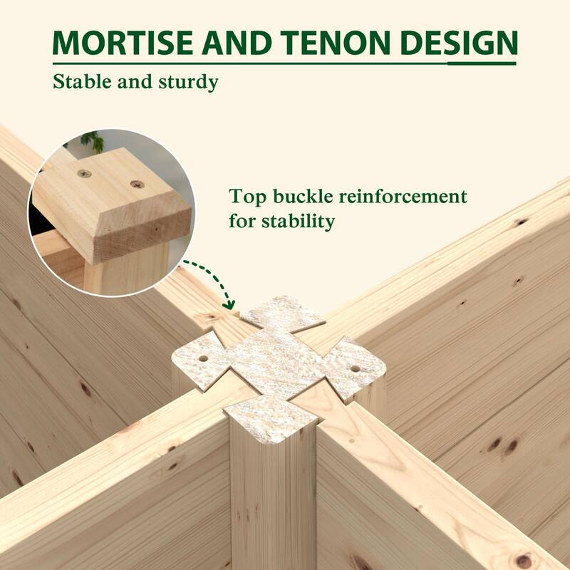 VEIKOUS Natural Wood Raised Garden Bed, Outdoor Planter Box for Vegetables, Flowers, Herbs, Natural Brown