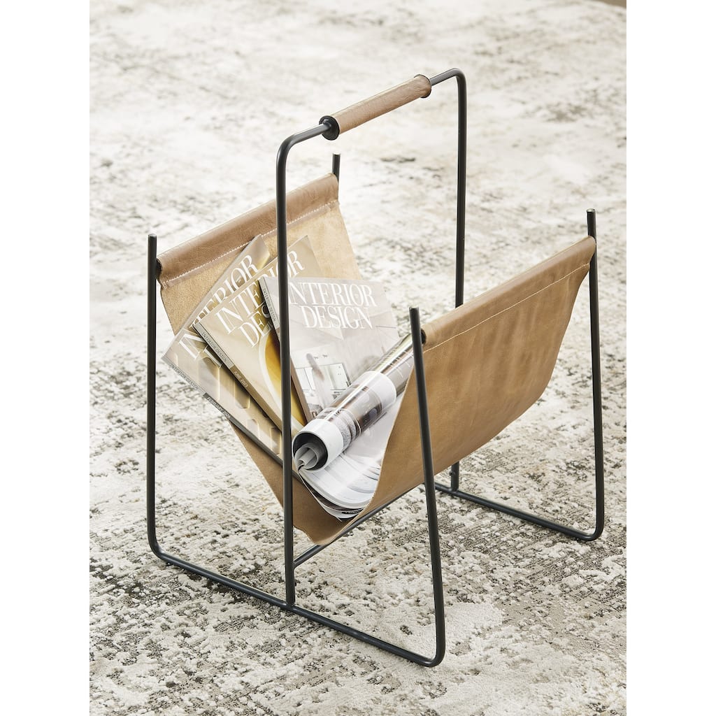 Signature Design by Ashley Faronworth Brown/Black Magazine Rack - 13.38" W x 16" D x 21.63" H
