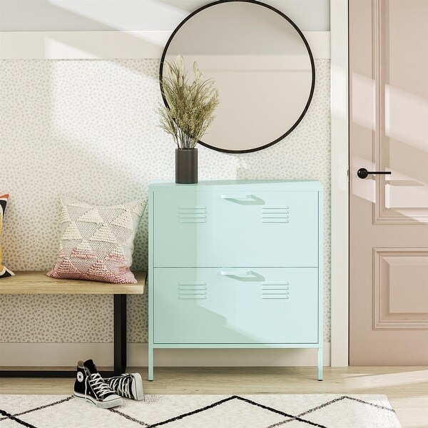 The Novogratz Cache 2 Door Metal Locker Shoe Storage Cabinet - Bed