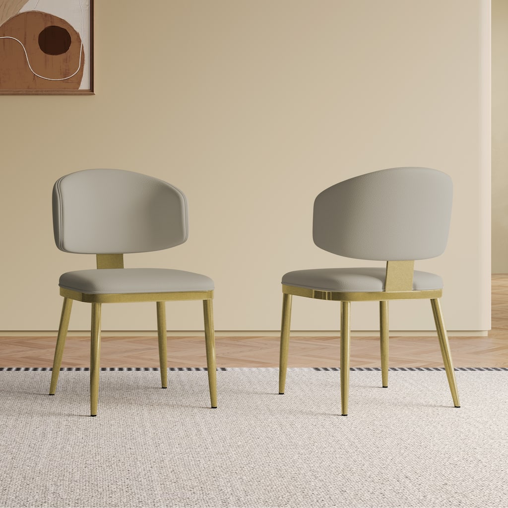 Dining Chairs Set of 2, Modern Design Home Chairs, PU Leather Metal Dining Chairs for Kitchen Dining Room-Grey