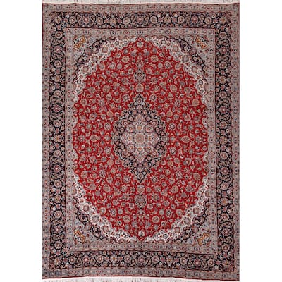 Traditional Kashan Turkish Area Rug Living Room Machine Made Carpet - 9'9" x 12'7"