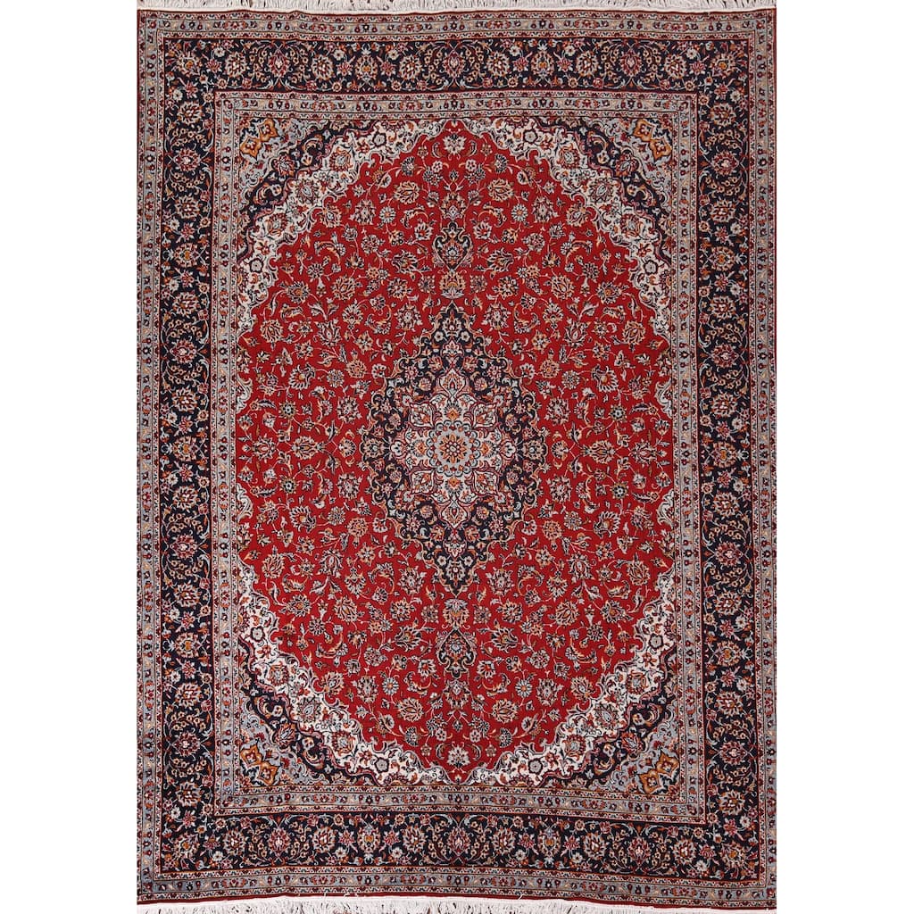 Traditional Kashan Turkish Area Rug Living Room Machine Made Carpet - 9'9" x 12'7"