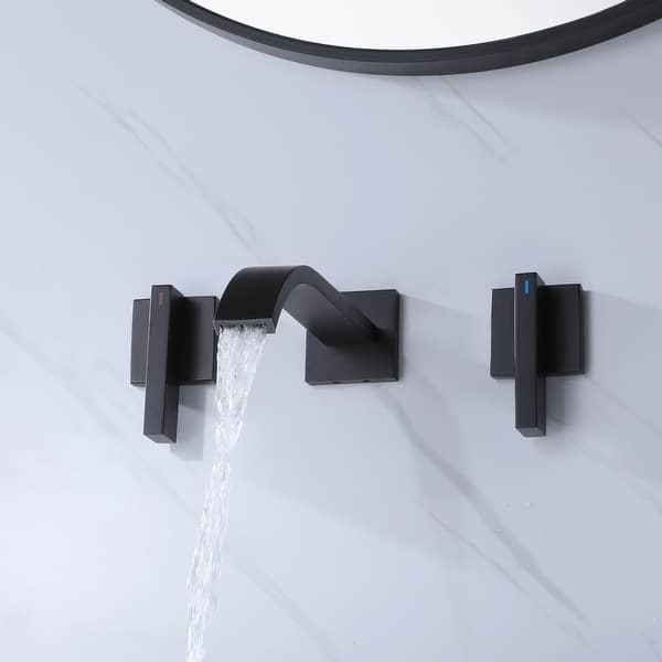 Wall-Mount Matte Black/Gold Bathroom Faucets for Sink 3 Hole - On Sale ...