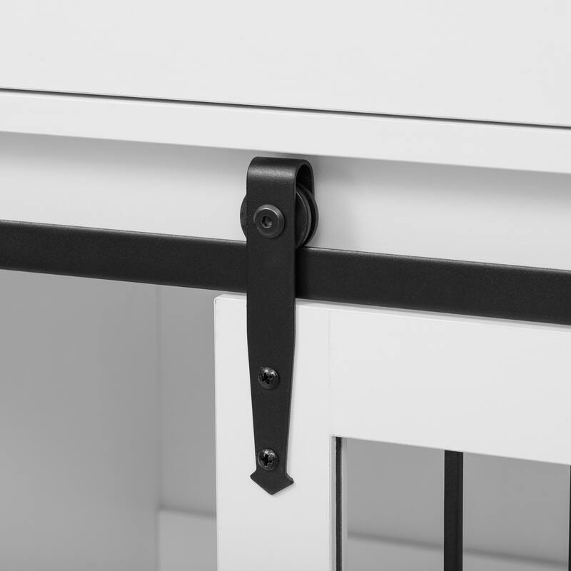 2-in-1 Dog Crate Kitchen Island with Sliding Door，Open Side Shelf, Drawer