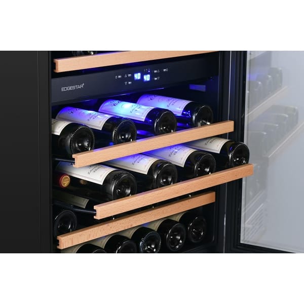 EdgeStar 24 Inch Wide 46 Bottle BuiltIn Dual Zone Wine Cooler with
