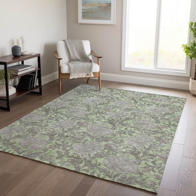 Machine Washable Indoor/ Outdoor Chantille Floral Rug