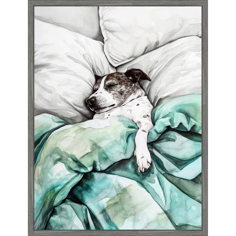 Dogs Life Tucked In by Justyna Jaszke Framed Canvas Wall Art