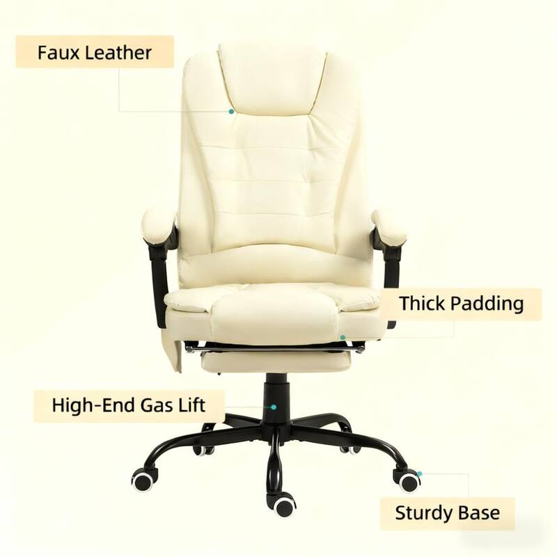 Massaging Office Desk Chair, Massage Office Chair High Back with Lumbar Support, Footrest