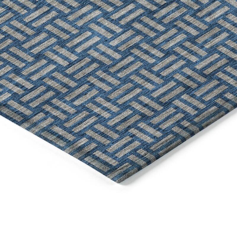 Machine Washable Indoor/ Outdoor Chantille Contempory Crosshatch Rug