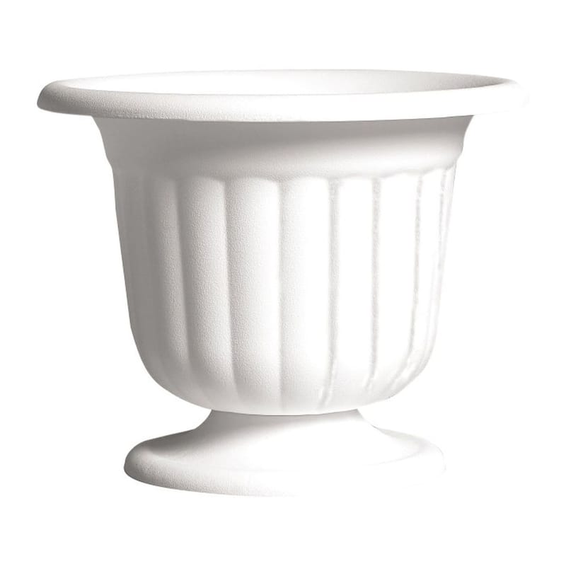 White Plastic Pedestal Urn/ Vase - White