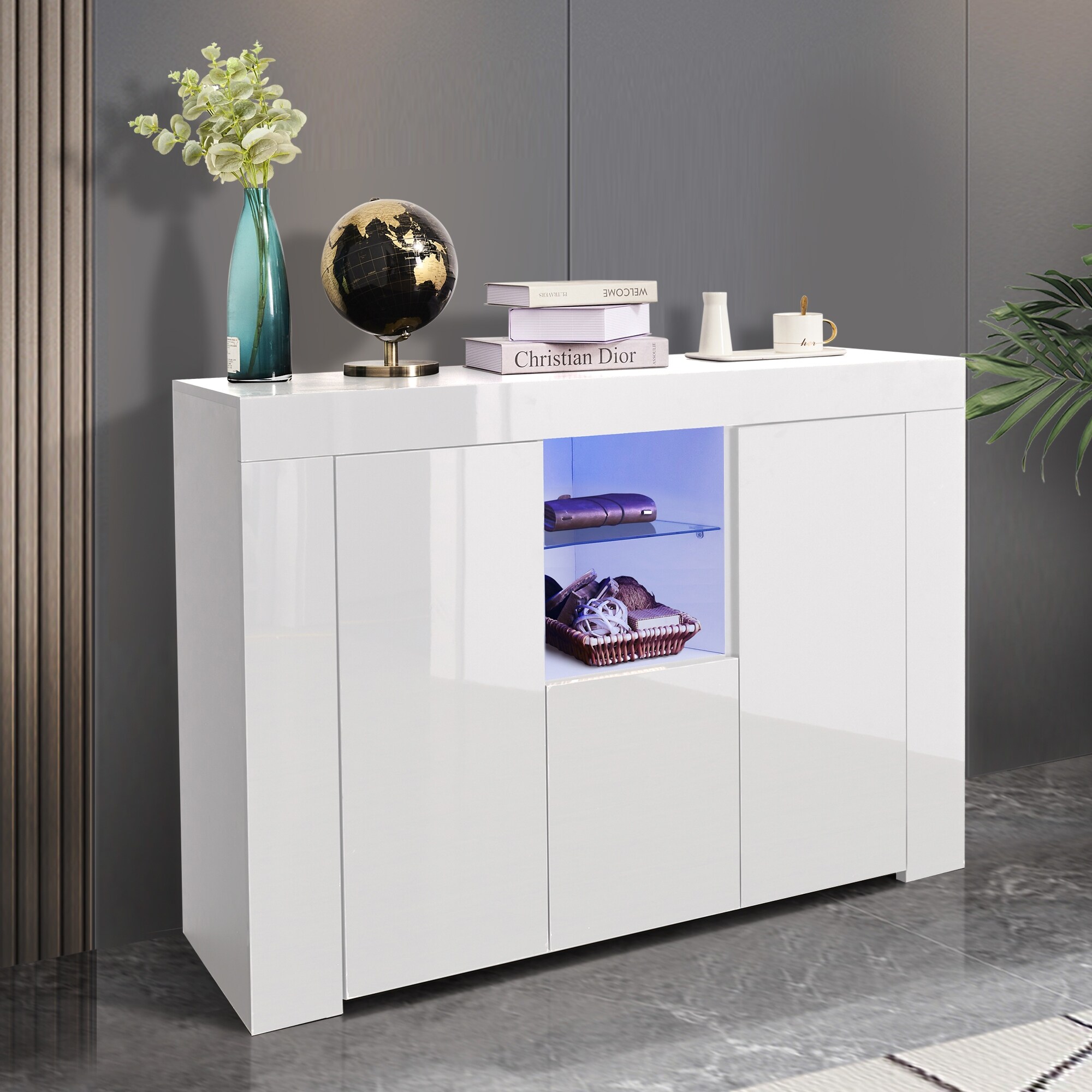 White gloss cheap kitchen sideboard