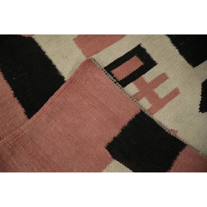 Hand Woven Oriental 100% Wool Carpet Southwestern Tribal Pink Kilim Area Rug - 11' 11'' X 8' 6''