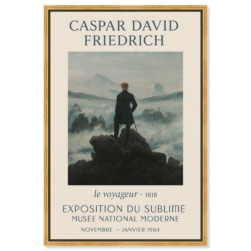 Wanderer Above the Sea of Fog Canvas by Art Remedy - Gold - 16" x 24"