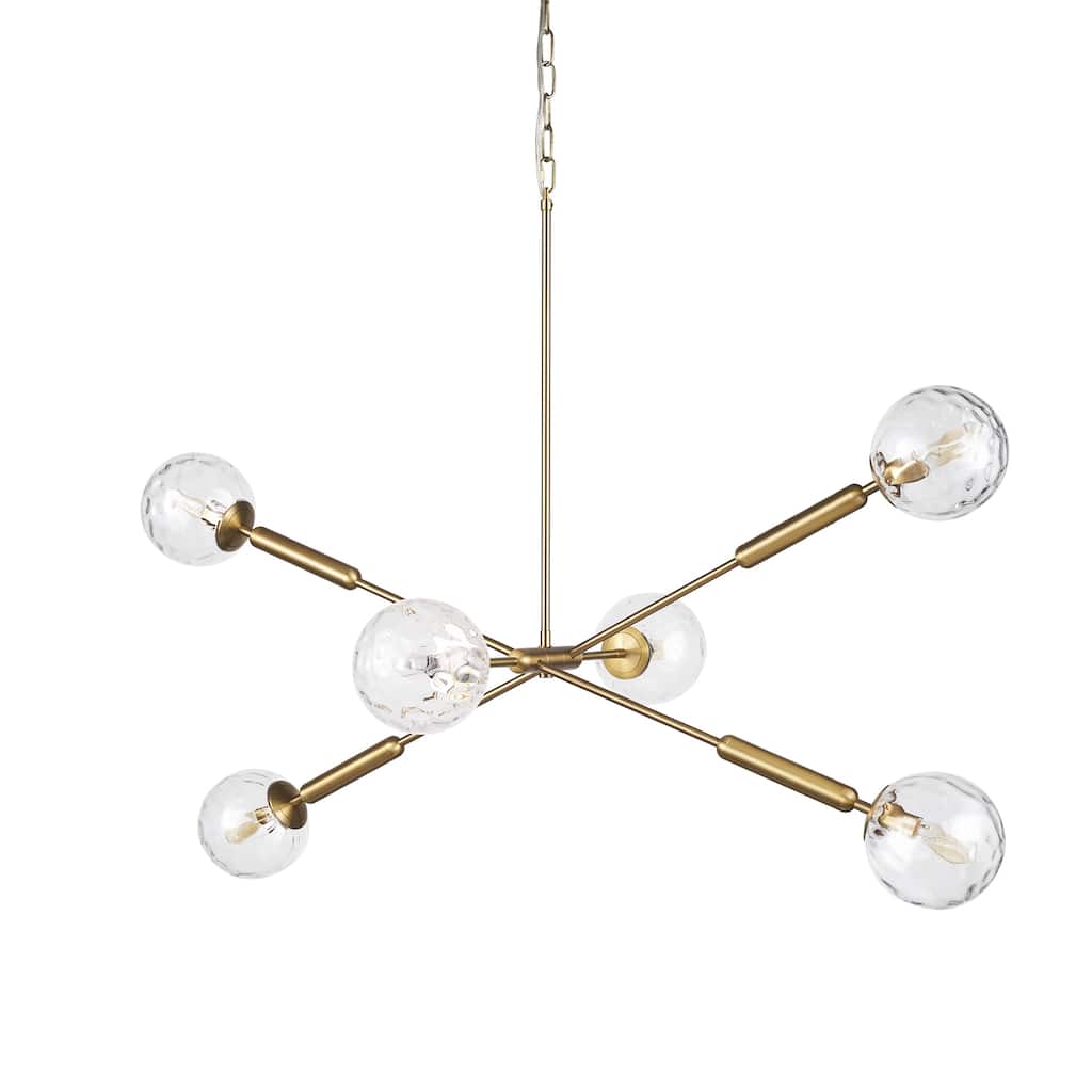 Britton Gold Metal w/ Clear Glass Globes 6-Light Chandelier - 47.0L x 27.0W x 33.0H