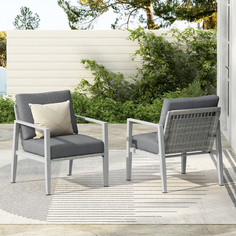 Sleek Aluminum Lounge Chair with Rope Accents