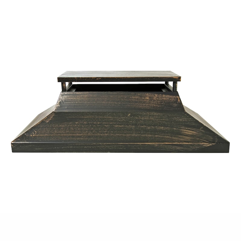 37-Inch Rectangular Metal Outdoor Wood Burning Fireplace - Outdoor Fireplace with Built-in Log Storage and Poker-Brushed Bronze