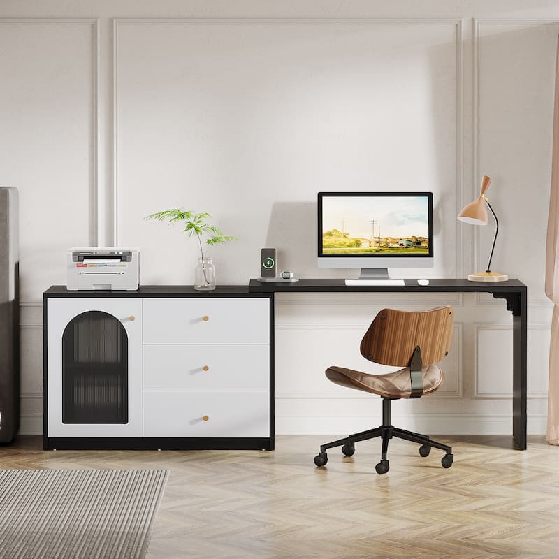 47 Inches Reversible L Shaped Computer Desk for Home Office