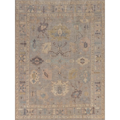 Hand Knotted Oriental 100% Wool Carpet Transitional All-Over Greys & Charcoal Oushak Area Rug - 9' 8'' X 8' 4''