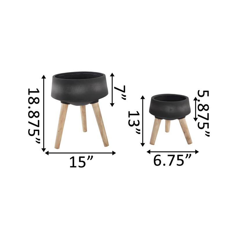 Mid-Century 15" & 11.5" Fiberglass Pot on Legs,SET OF 2