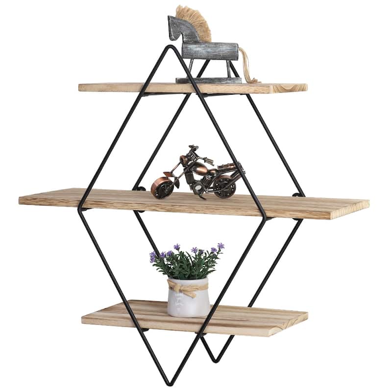 Wall Shelf Rustic Wood Floating Shelves,Brown 3-level Wall Shelf