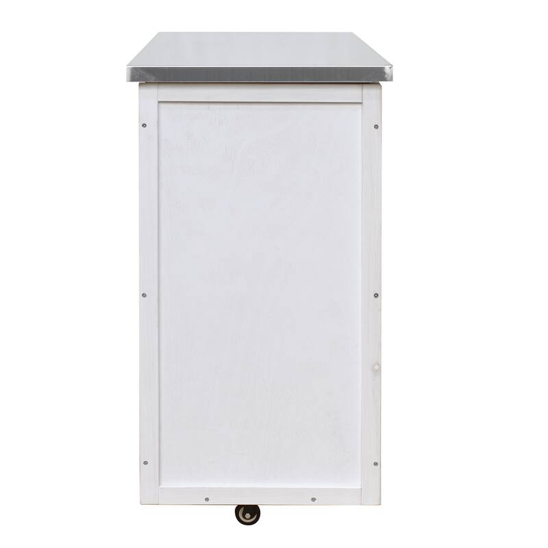 Fir Wood Outdoor Kitchen Prep Station Cart with Stainless Steel Top & Towel Rack