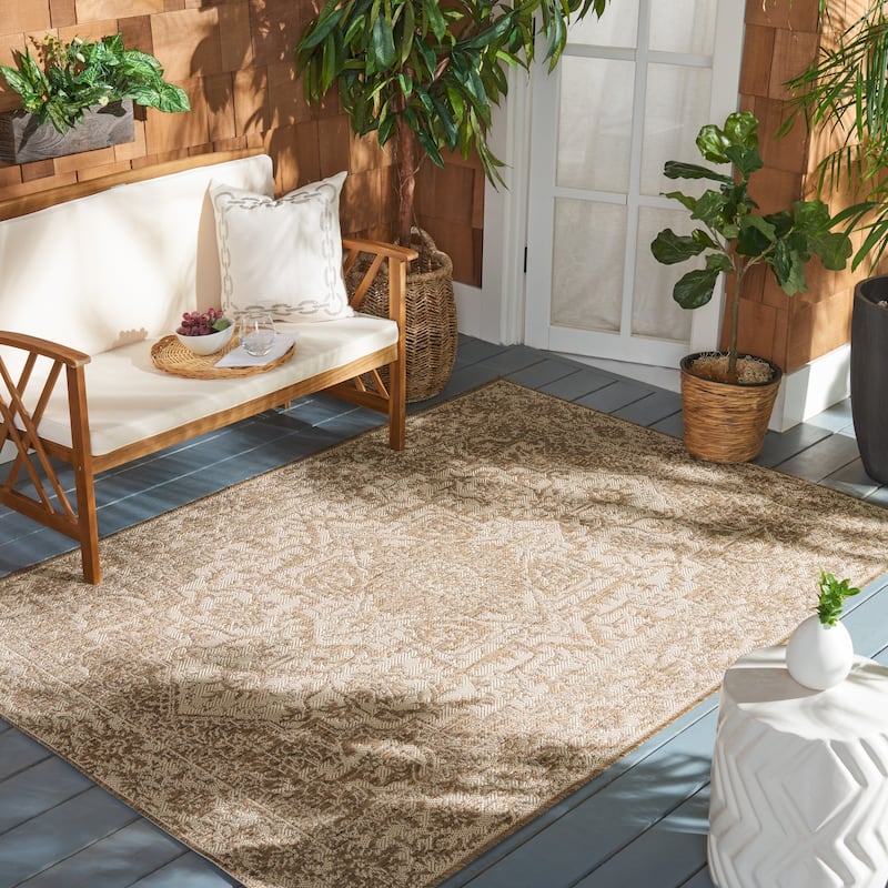 SAFAVIEH Beach House Pouline Indoor/ Outdoor Waterproof Patio Backyard Rug - 4' x 6' - Cream/Beige