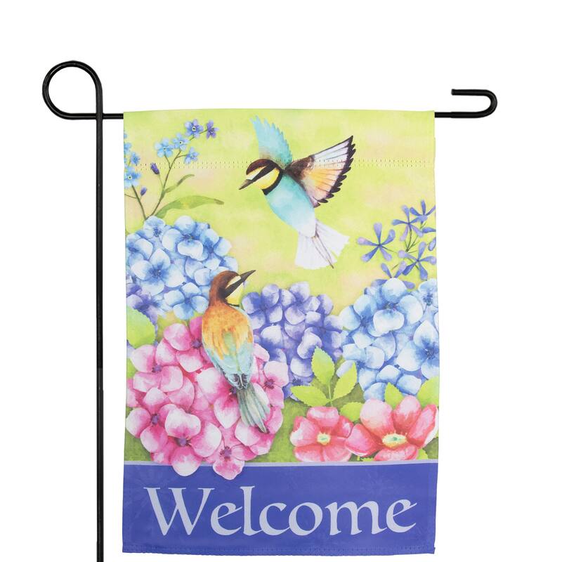 Welcome Floral Hummingbird Outdoor Garden Flag 12.5" x 18"