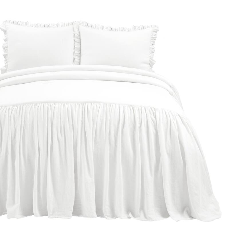Lush Decor Belgian Flax Prewashed Linen Rich Cotton Blend Bedspread 3Piece Set