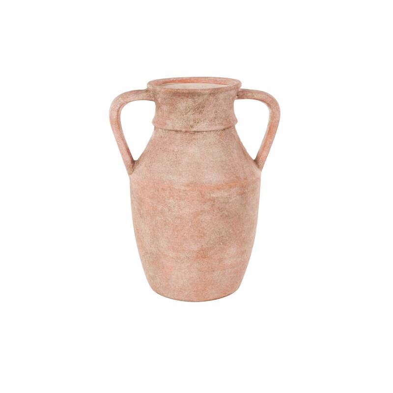 Ceramic Antique Style Vase with Handles - Pink - Roche River Decor - Pink - 9"W, 12"H