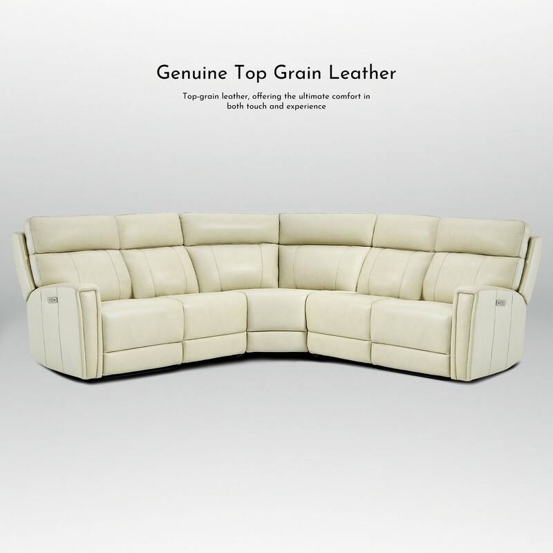104" W 3-Color Genuine Leather Power Reclining sectional sofa With Zero Gravity, USB&USB-C Ports, 2 Stationary Armlesschairs