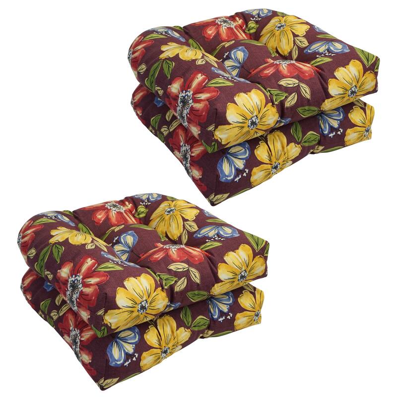 Blazing Needles 19-inch U-Shaped Dining Chair Cushions (Set of 4) - Mcjanice Eggplant