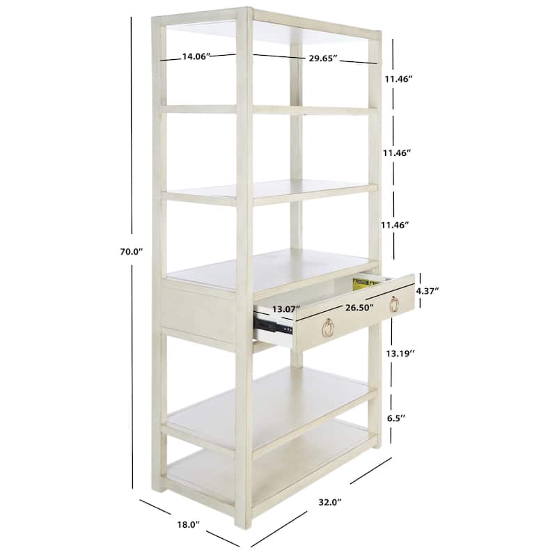 SAFAVIEH Hugborg 1-Drawer 5-Shelf Etagere Bookcase. - 32Wx18Dx70H