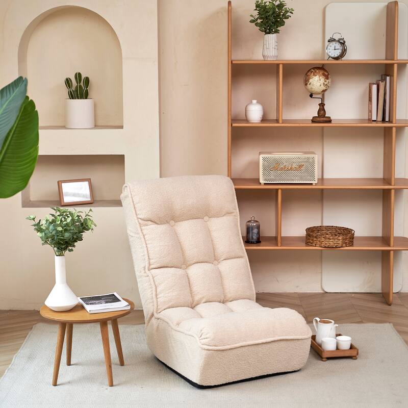 Adjustable Floor Chair Single Lazy Sofa with 4-Position Backrest for Living Room Bedroom